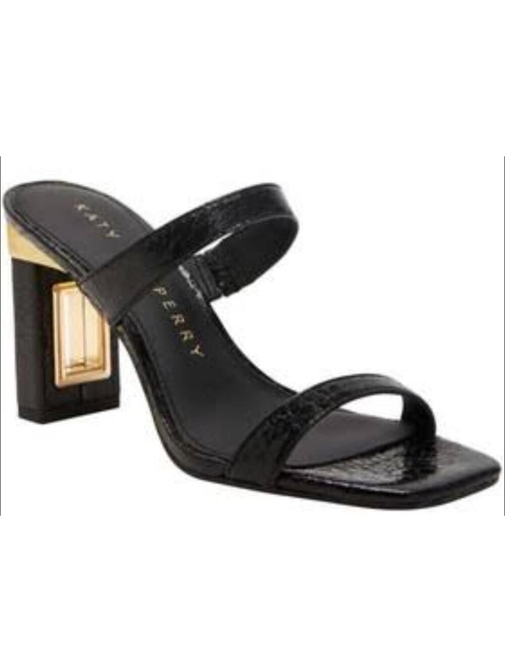 Women's Size 9.5 - Katy Perry The Hollow Heels Sandal Black Gold Cracked Texture